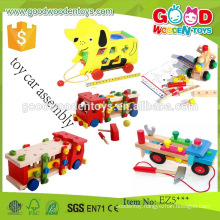 EN71 top sale push toy vehicle wooden toy car assembly OEM/ODM educational toy car assembly for children